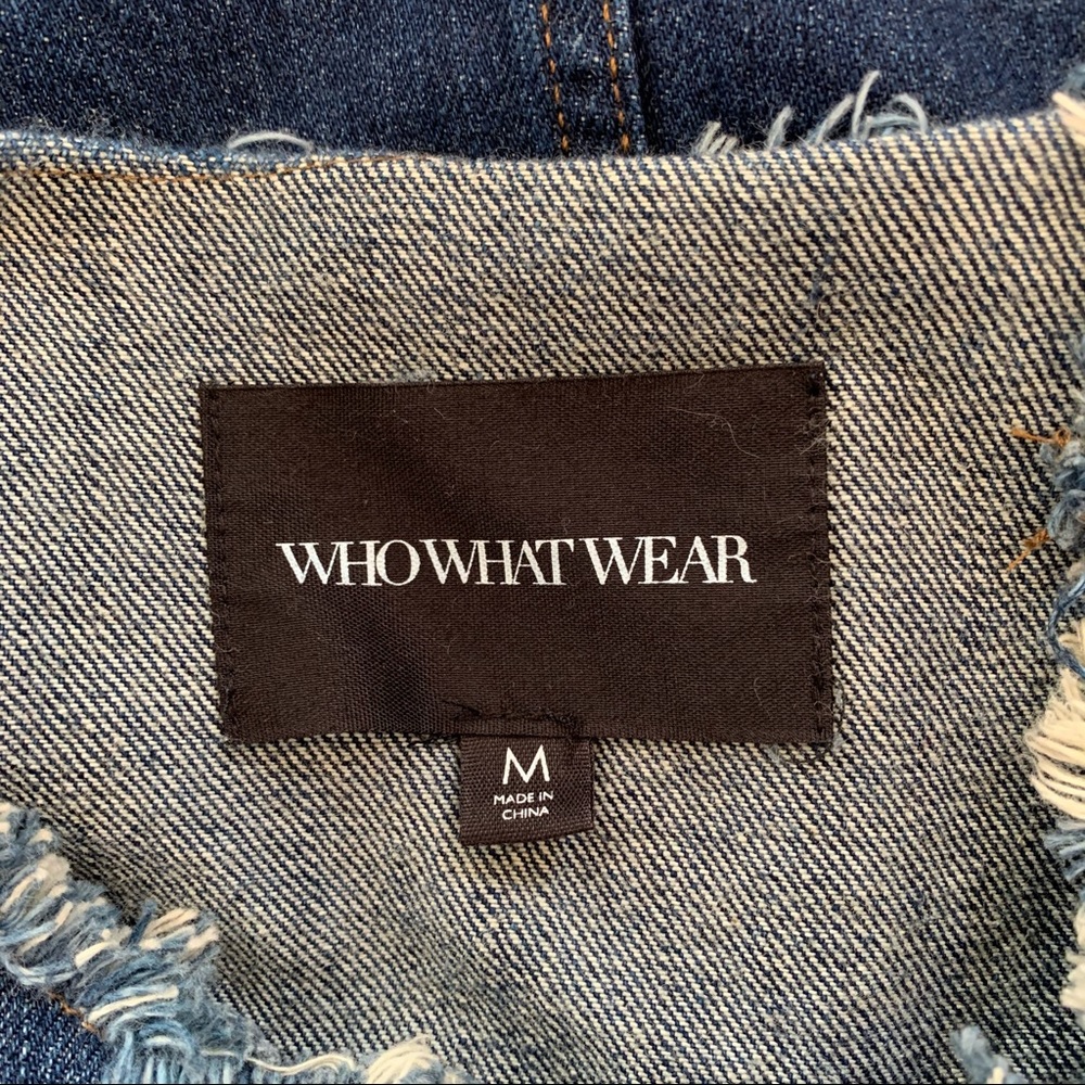 WHO WHAT WEAR Raw Hem Distressed Jean Jacket - Picture 3 of 4